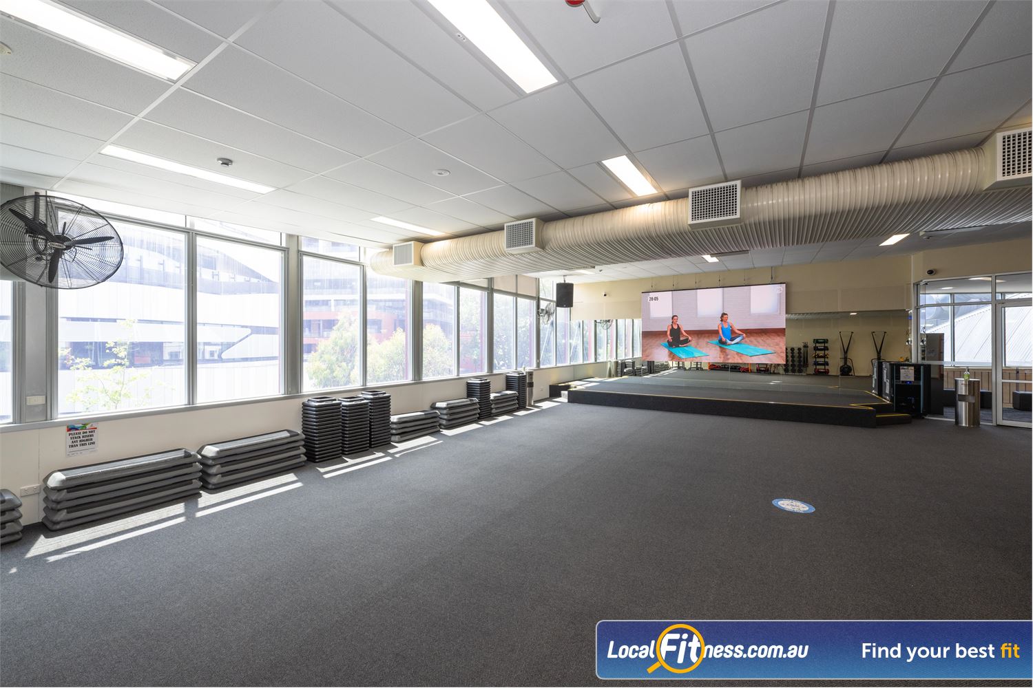 Richmond Recreation Centre - Yarra Leisure Near South Yarra Ultimate 165-inch high-quality video wall for virtual group fitness classes.