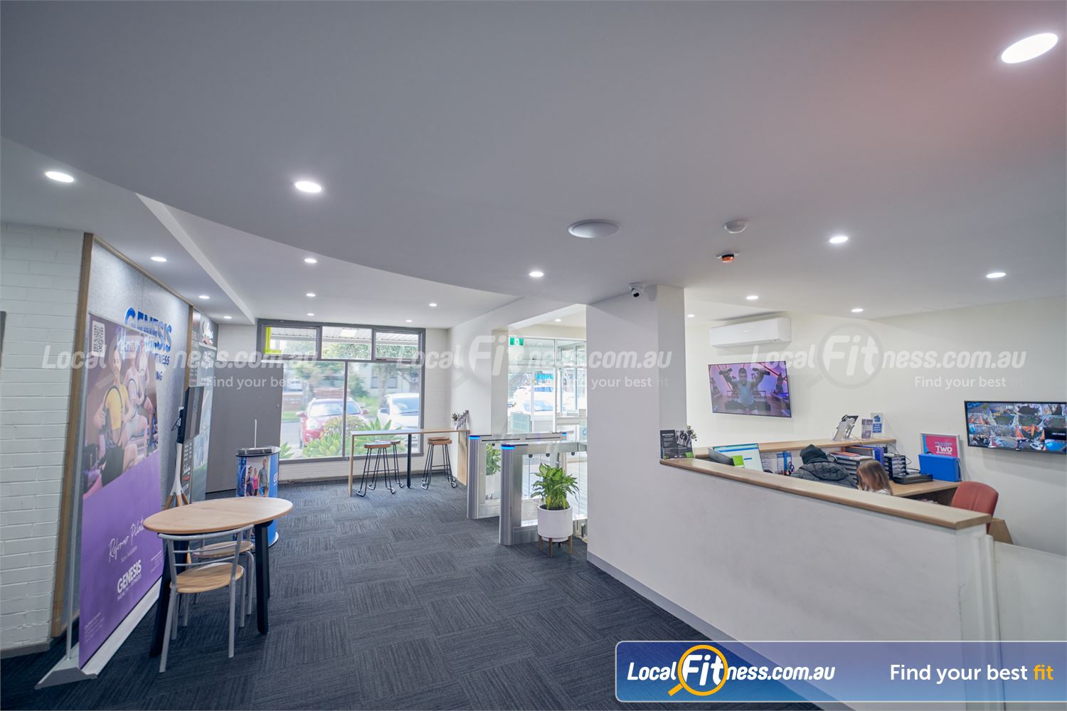Genesis Health + Fitness Near Endeavour Hills The vibrant and sun-lit reception and members area.