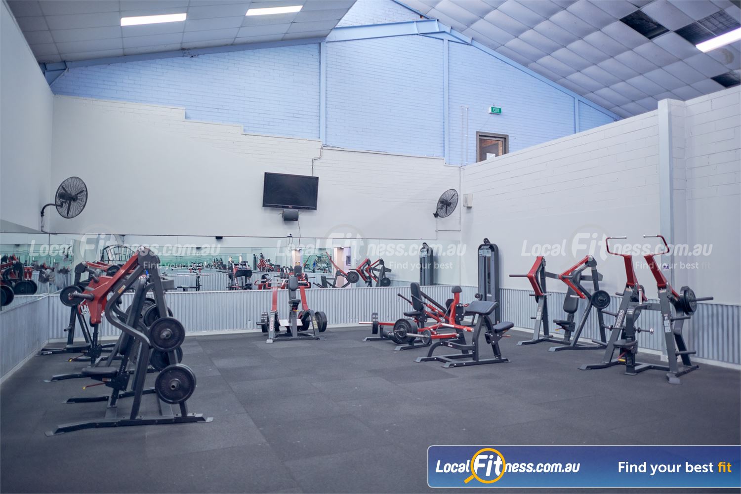 Genesis Health + Fitness Dandenong The spacious free-weights area at Genesis Dandenong gym.