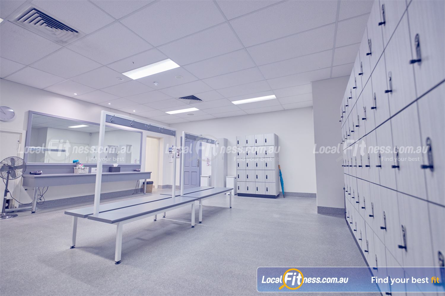 Fernwood Fitness St Kilda Pristine bathroom facilities with complimentary toiletries.