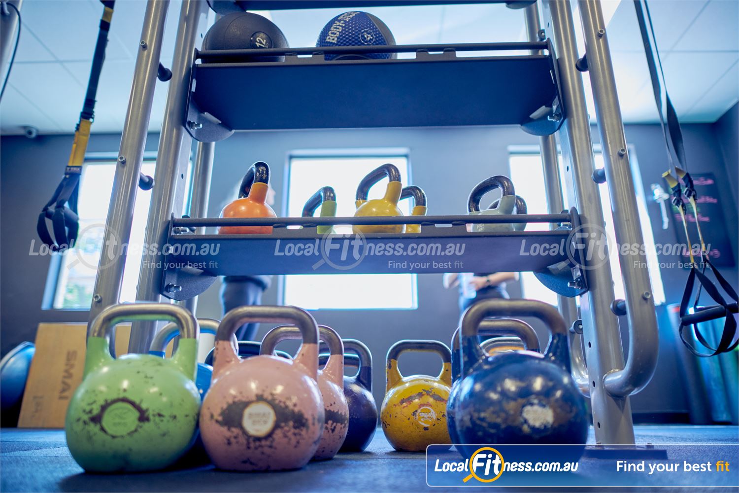Fernwood Fitness Near Elwood Fully equipped functional area with TRX, Kettlebells, plyo boxes and more.