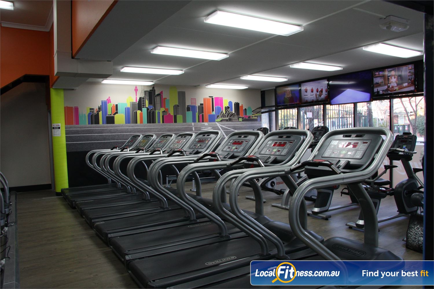Fit n Fast Near Sydenham Rows of state of the art cardio machines.