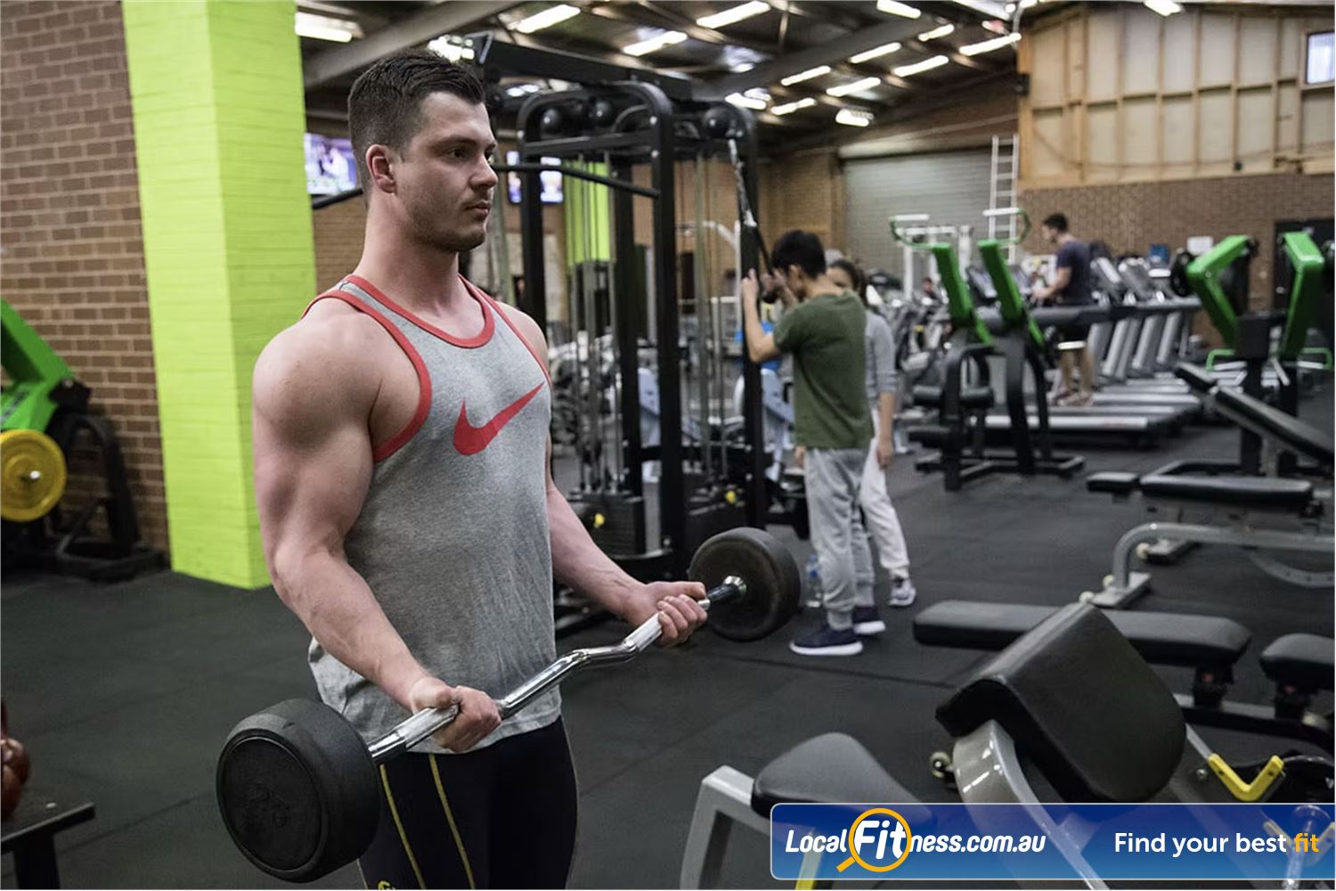 Fit Express 24/7 Heidelberg Heights Raw, exposed-brick warehouse fit-out brings old-school strength training vibes.