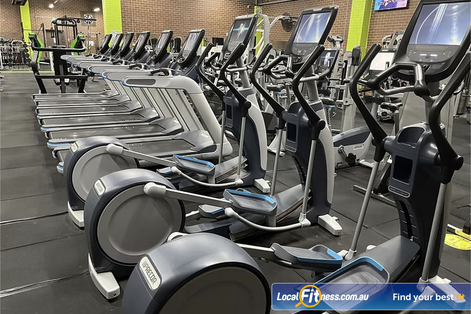 Fit Express 24/7 Near Heidelberg Rgh Rows of state-of-the-art cardio machines inc. treadmills and cross trainers.