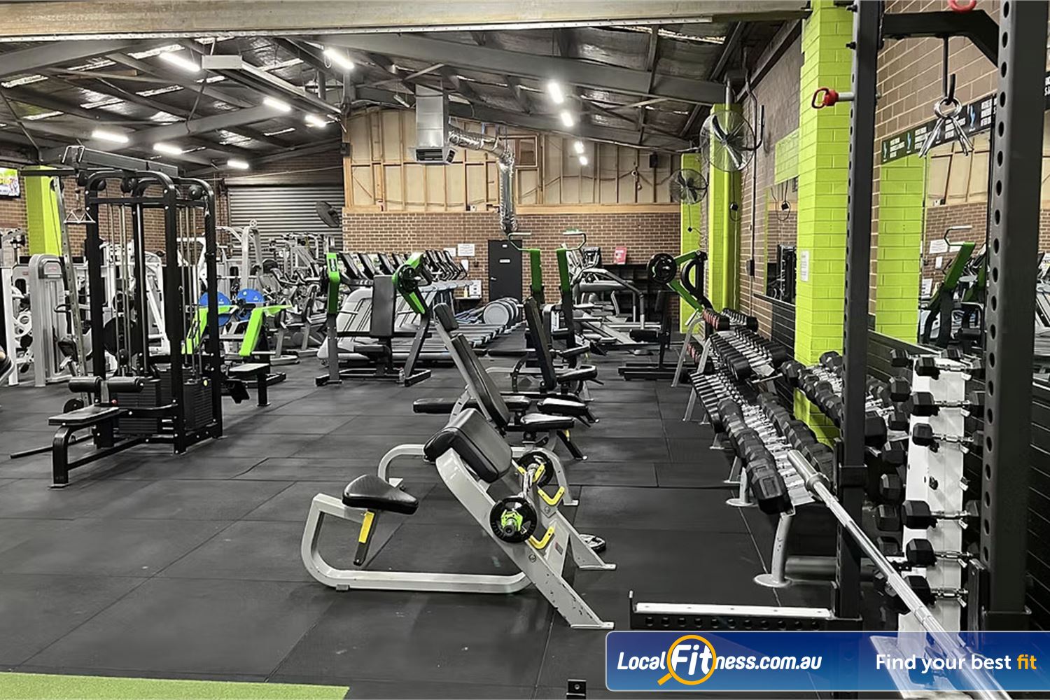 Fit Express 24/7 Heidelberg Heights The comprehensive free-weights area at Fit Express Heidelberg Heights gym.