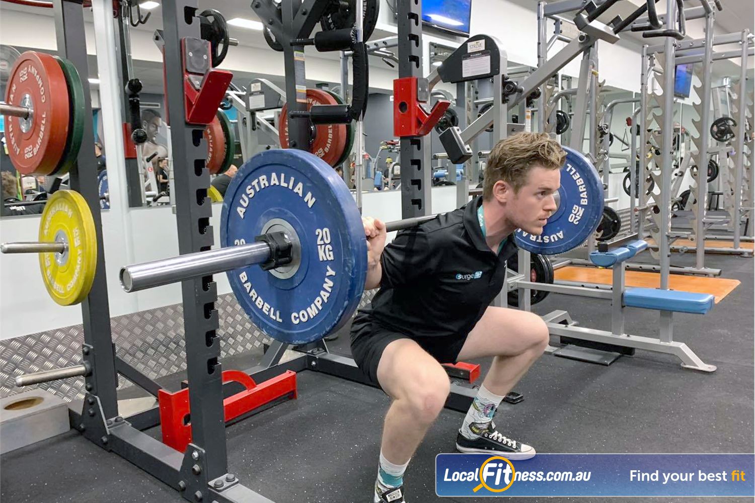 Surge Fitness 24/7 Wanneroo Heavy duty plate loading machines inc. benches, smith machines, squat racks and more.