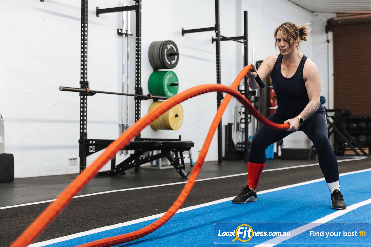 Authentic Health Studio Essendon Our Essendon HIIT gym space with indoor sled track, battle ropes and more.