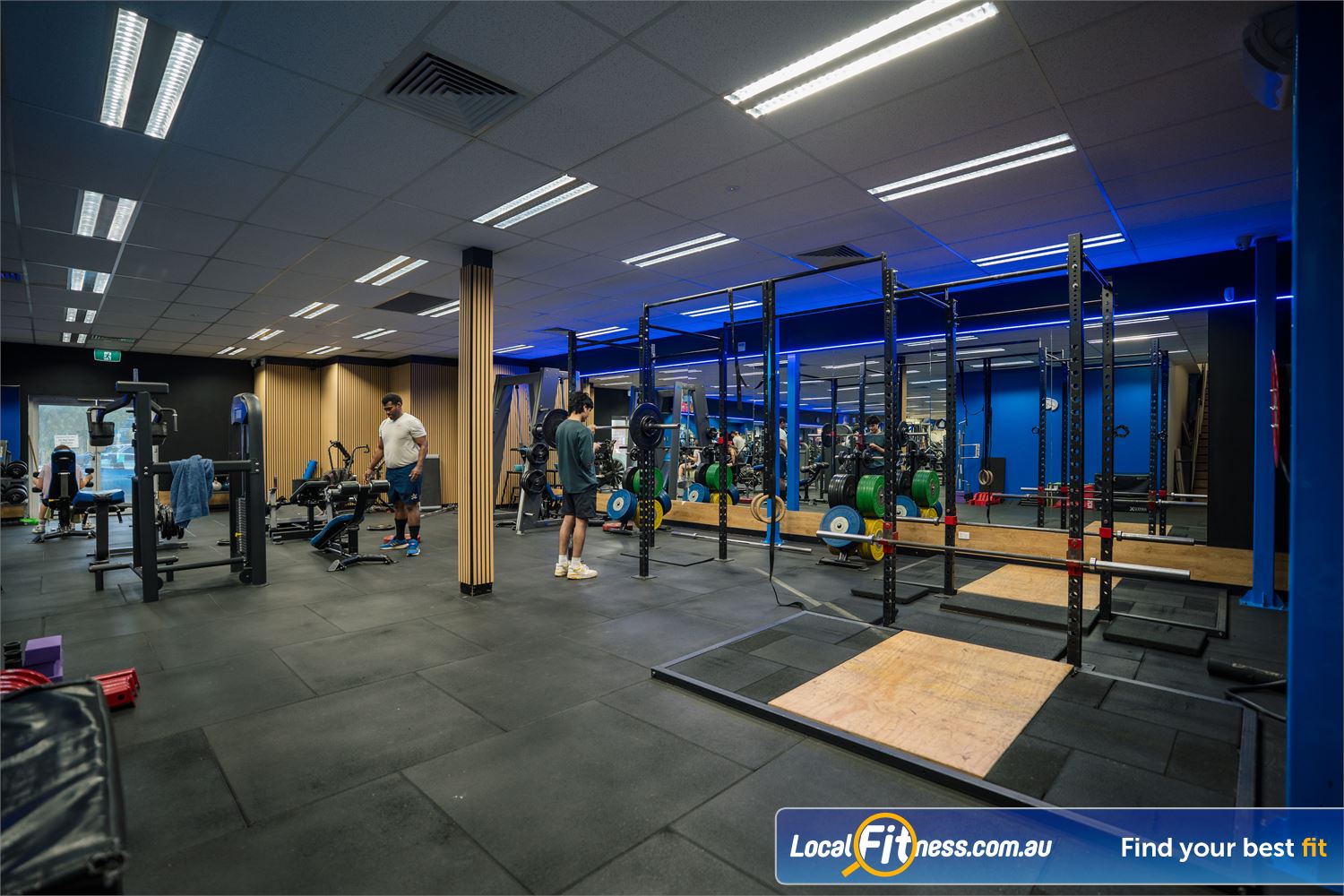 Genesis Health + Fitness Belmont Olympic Lifting Area with multiple Platforms at Genesis Belmont.