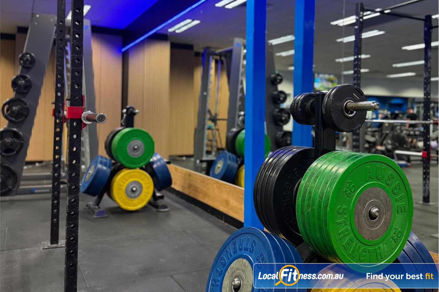 Genesis Health + Fitness Near Redcliffe The high-performance strength matrix and bumper plates at Genesis Belmont.