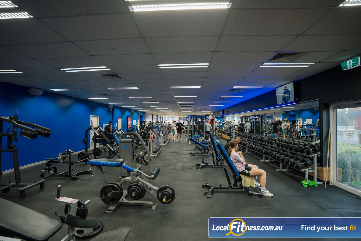 Genesis Health + Fitness Belmont The free-weights area is fully equipped with dumbbells, barbells, benches and more.