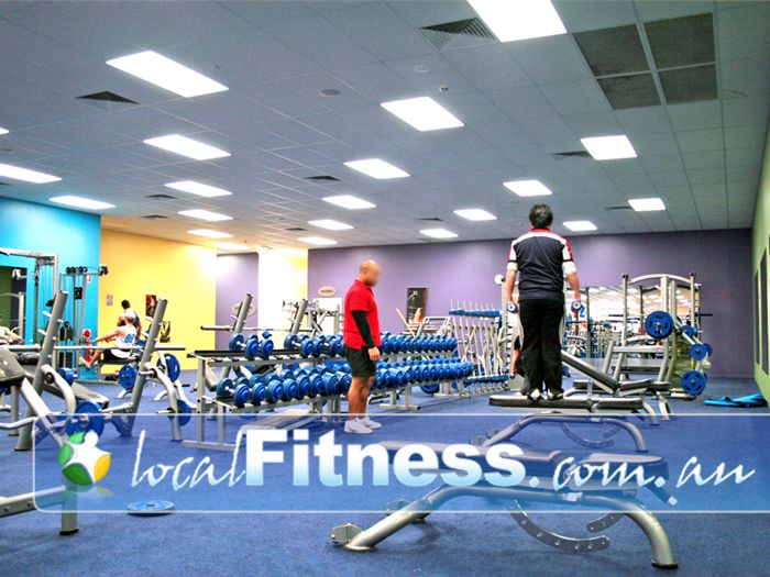 Genesis Health + Fitness Near Junction Village A fully equipped free-weights area in our Cranbourne gym.