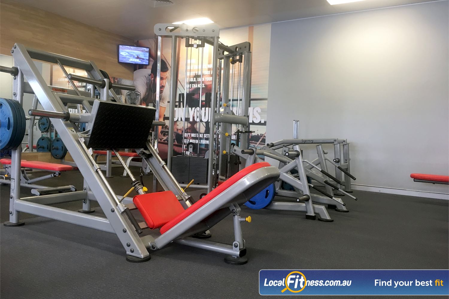 Jetts Fitness Near Moorina Strength training in Narangba with our heavy duty plate loading machines.