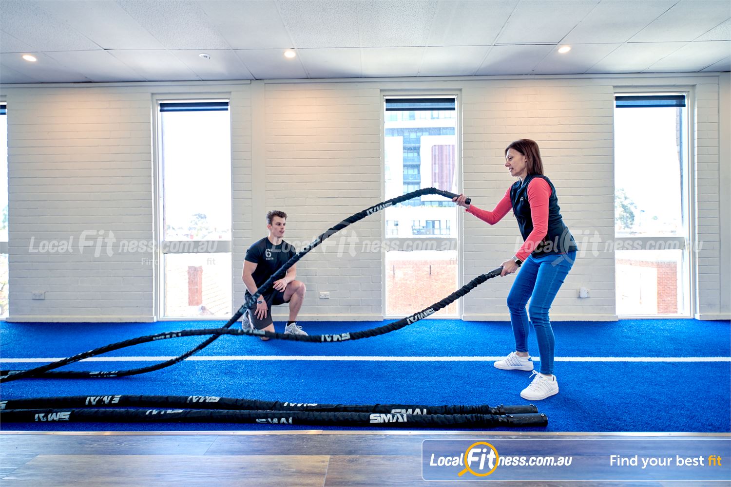 6 Degrees South Health & Fitness Elsternwick Get functional with battle rope training in Elsternwick.