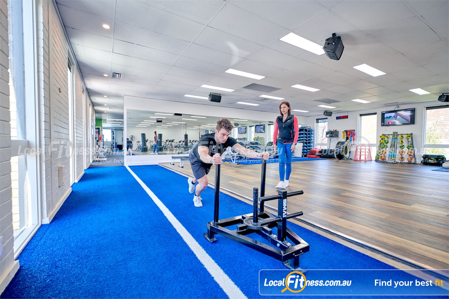 6 Degrees South Health & Fitness Elsternwick The indoor sled track is a great way to get your heart rate up.