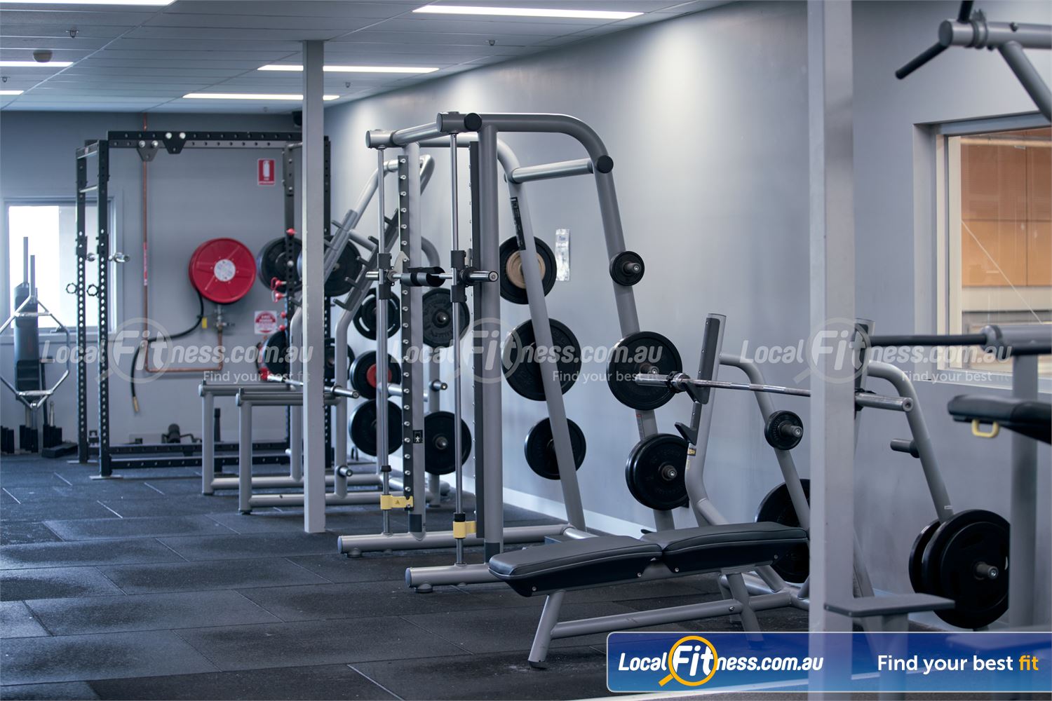 Diamond Valley Sports and Fitness Centre Near Montmorency Our Greensborough gym includes a smith machine and multiple half-racks.