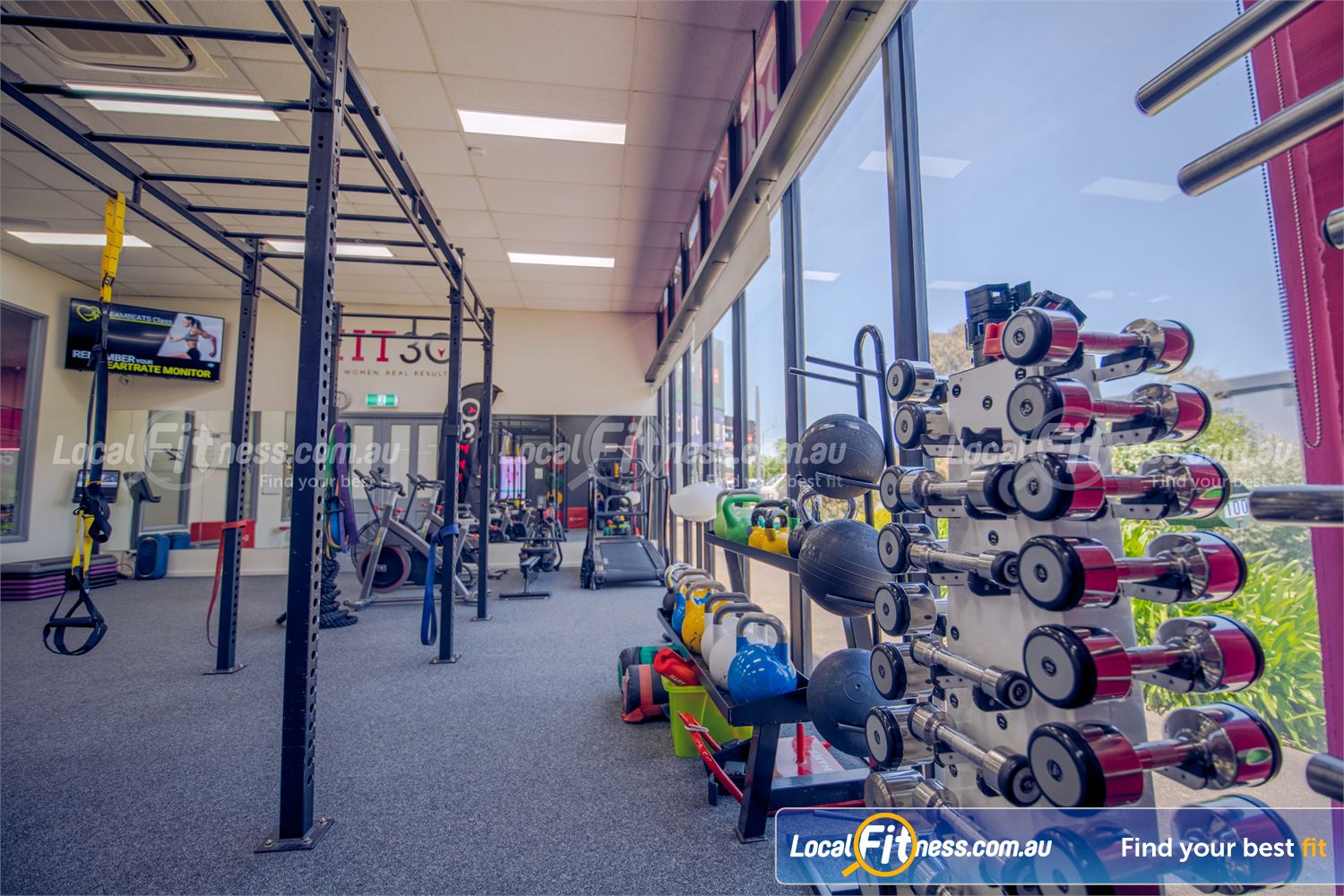 Fernwood Fitness Narre Warren Fully equipped functional area with TRX, Kettlebells, plyo boxes and more.