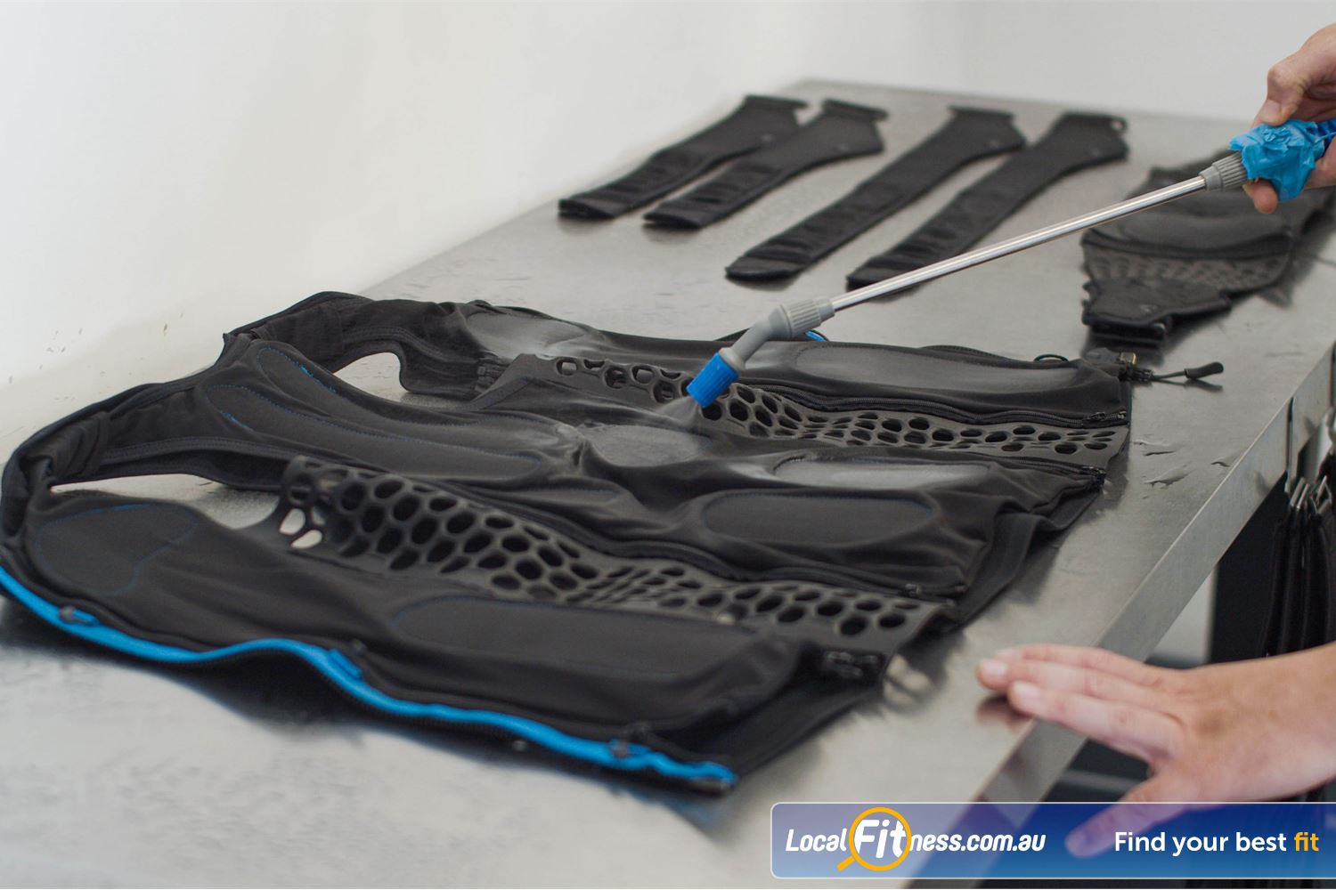 20v EMS Studio Prahran Hi-tech i-body&#174; Electrode System undergarments which hold moisture against your body to increase conductivity.