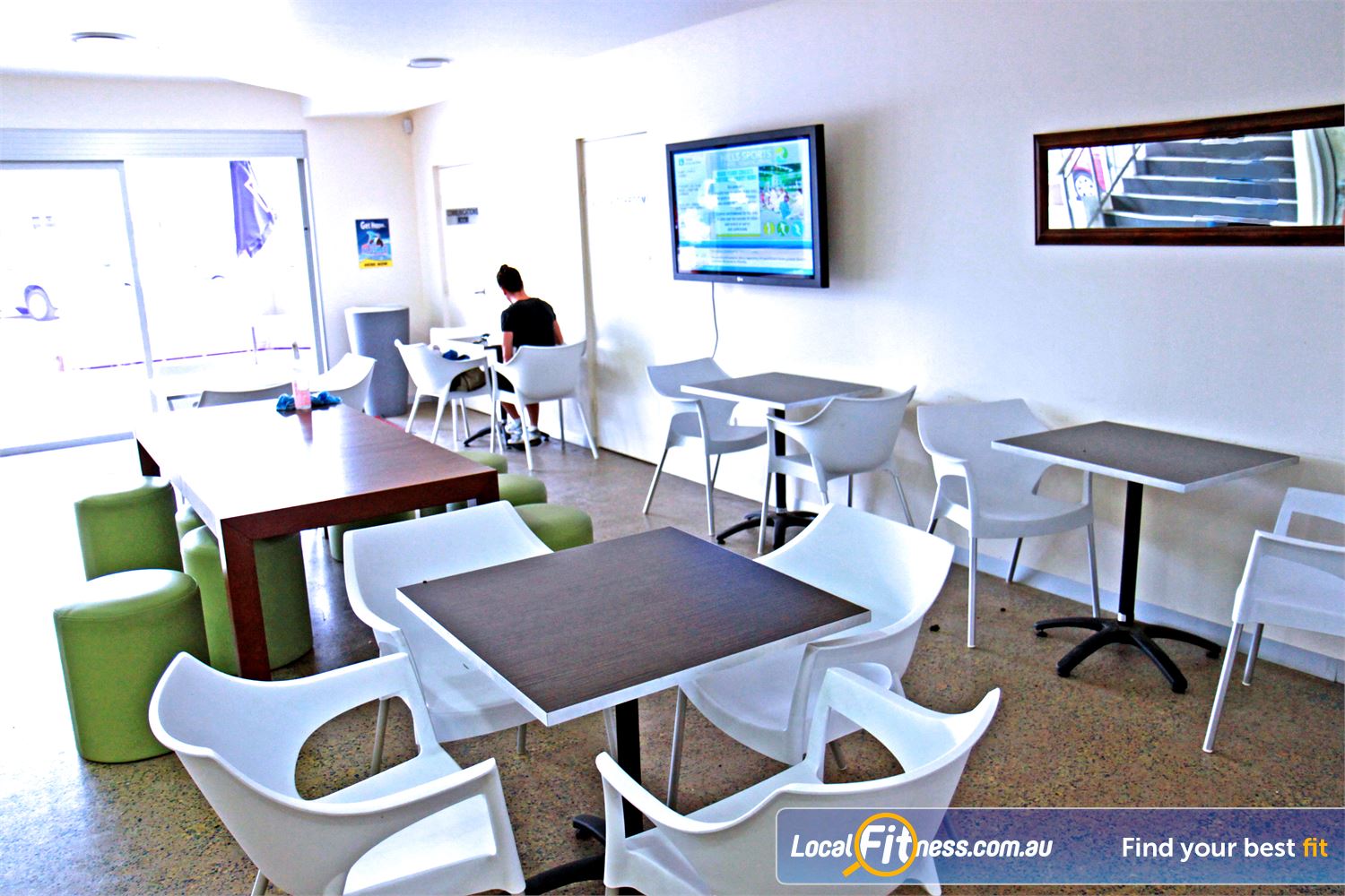 Plus Fitness Health Clubs Seven Hills Enjoy a bite to eat and relax in the cafe seating area.