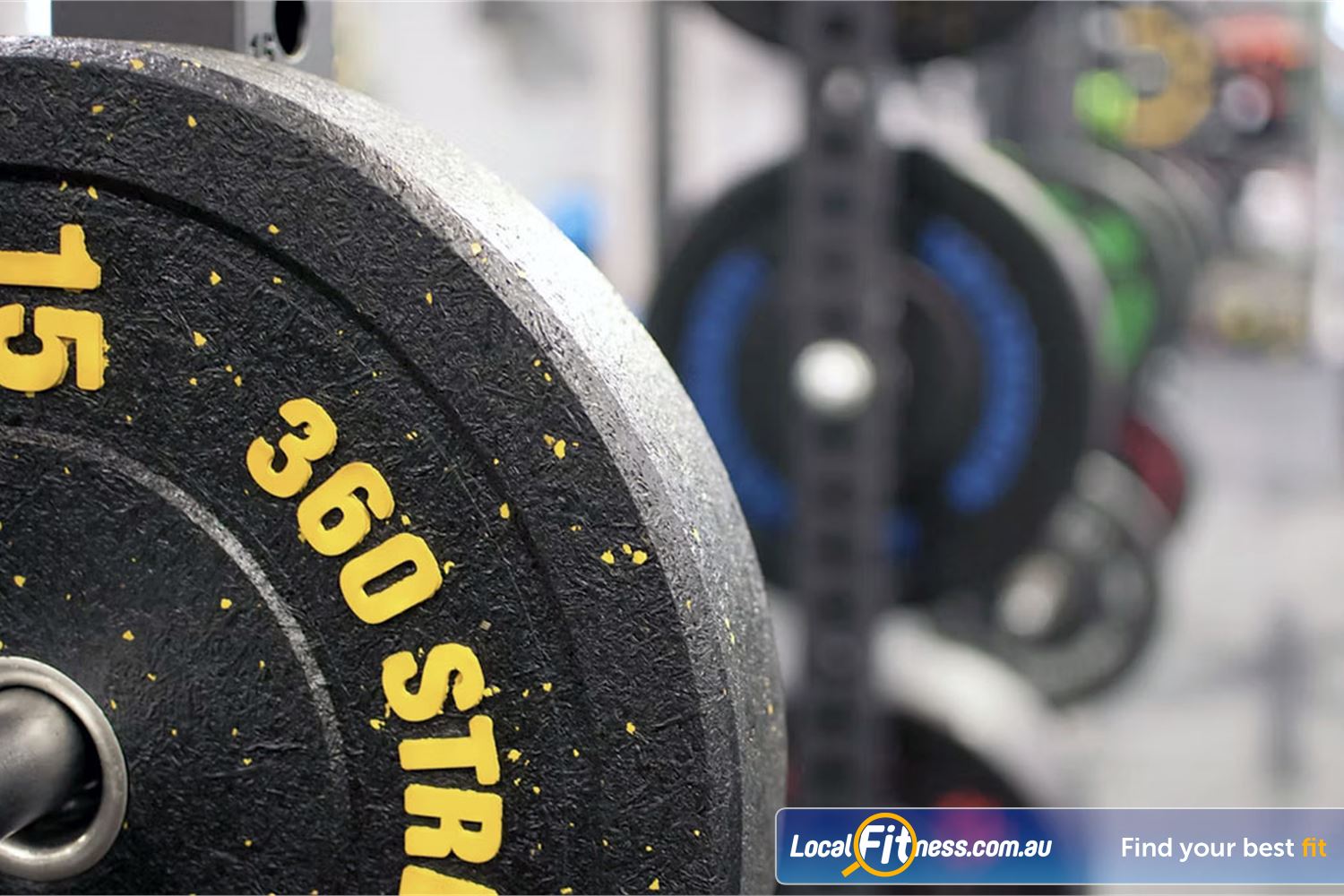 Fit Express 24/7 Eltham Plenty of heavy-duty plates from 360 strength.