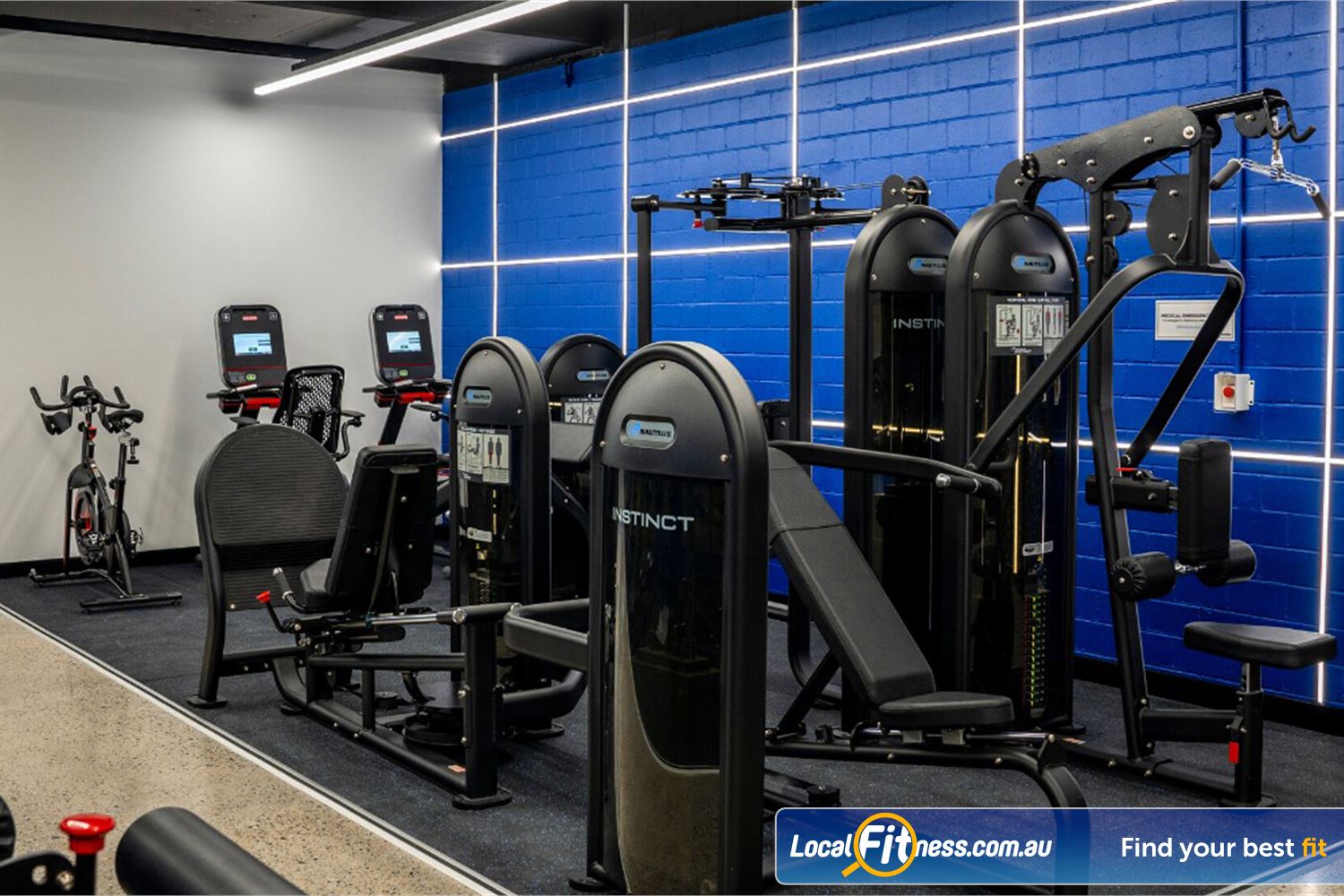 Plus Fitness Newtown Train day or not with easy to use pin-loading machines.