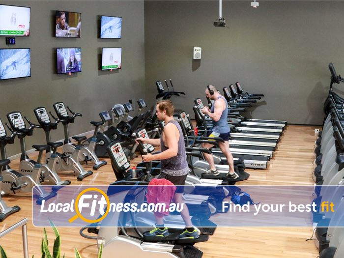 Genesis Health + Fitness Lawnton Our gym includes rows of cardio plus our 10 TV entertainment wall.