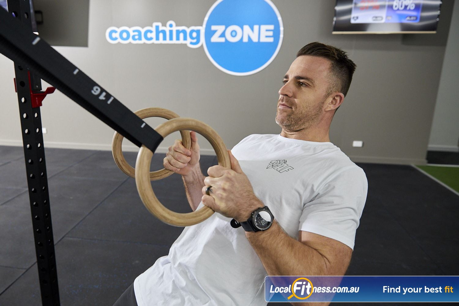 Coaching Zone Near Moorebank Challenge your body-weight fitness with the gymnastic rings.