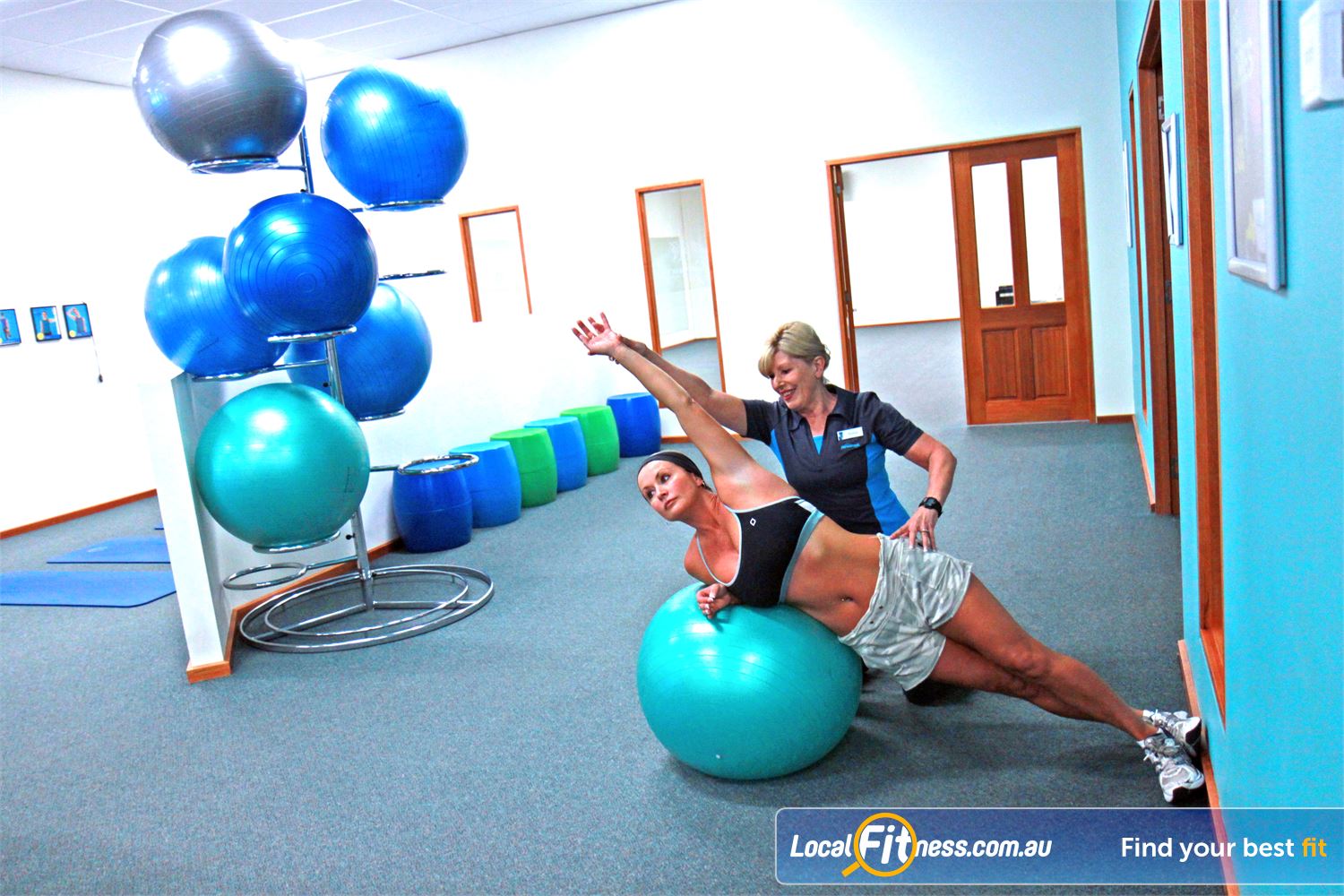 Fernwood Fitness Near Newtown Dedicated ab and stretching area.