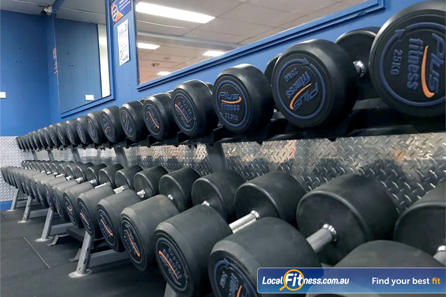 Plus Fitness Health Clubs Northmead Our Northmead gym includes a full range of dumbbells.