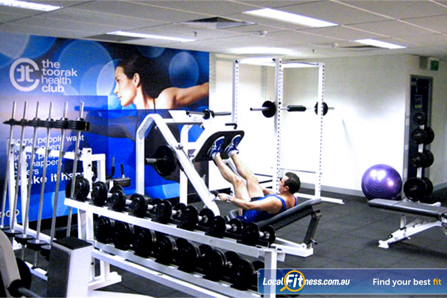 The Toorak Health Club Toorak Our free-weights area includes heavy duty equipment.