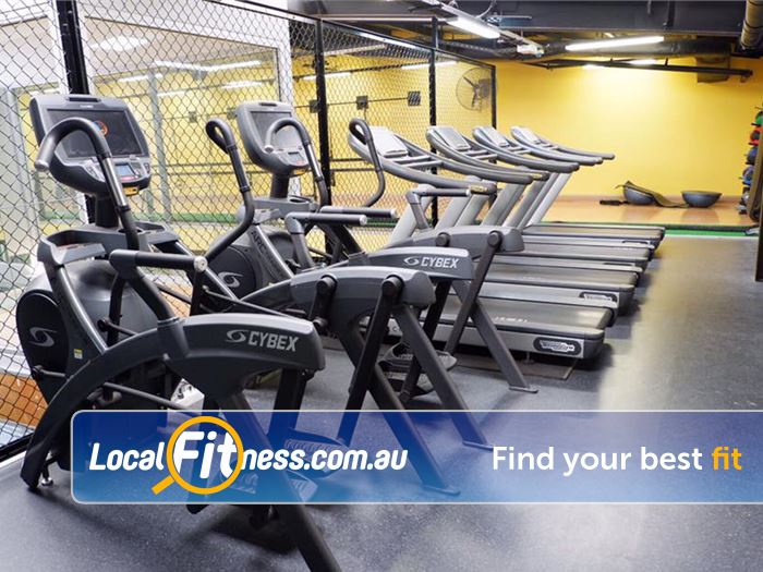 Trination Fitness 24/7 Waterloo Fully equipped cardio area with treadmills, cross-trainers and more.