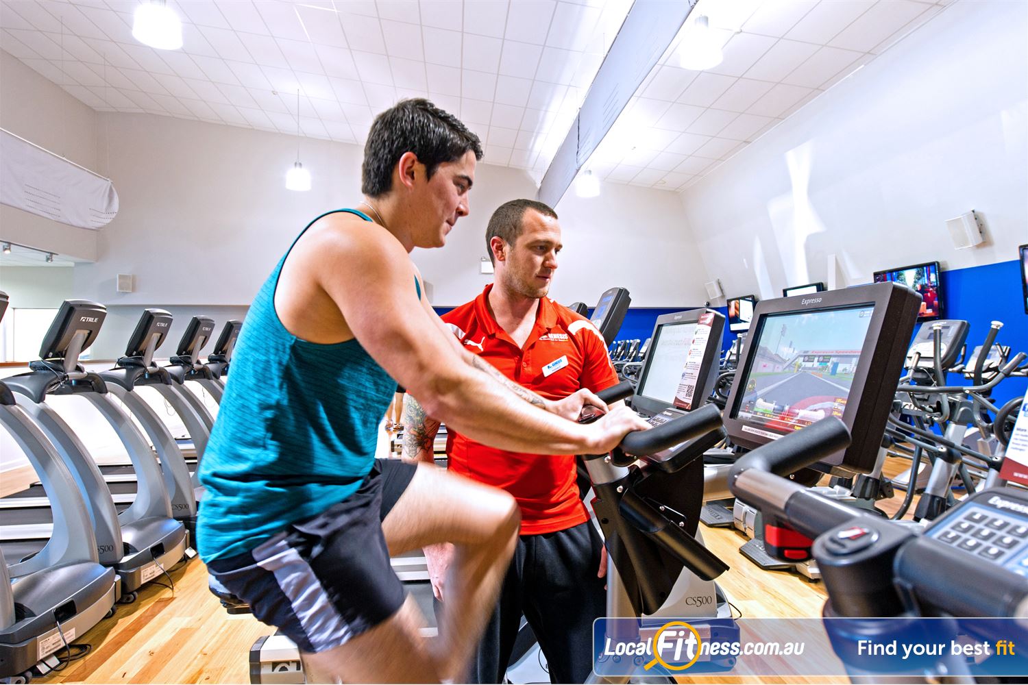 Genesis Health + Fitness Near Merrylands Interactive Fitness with Expresso cycle bikes.