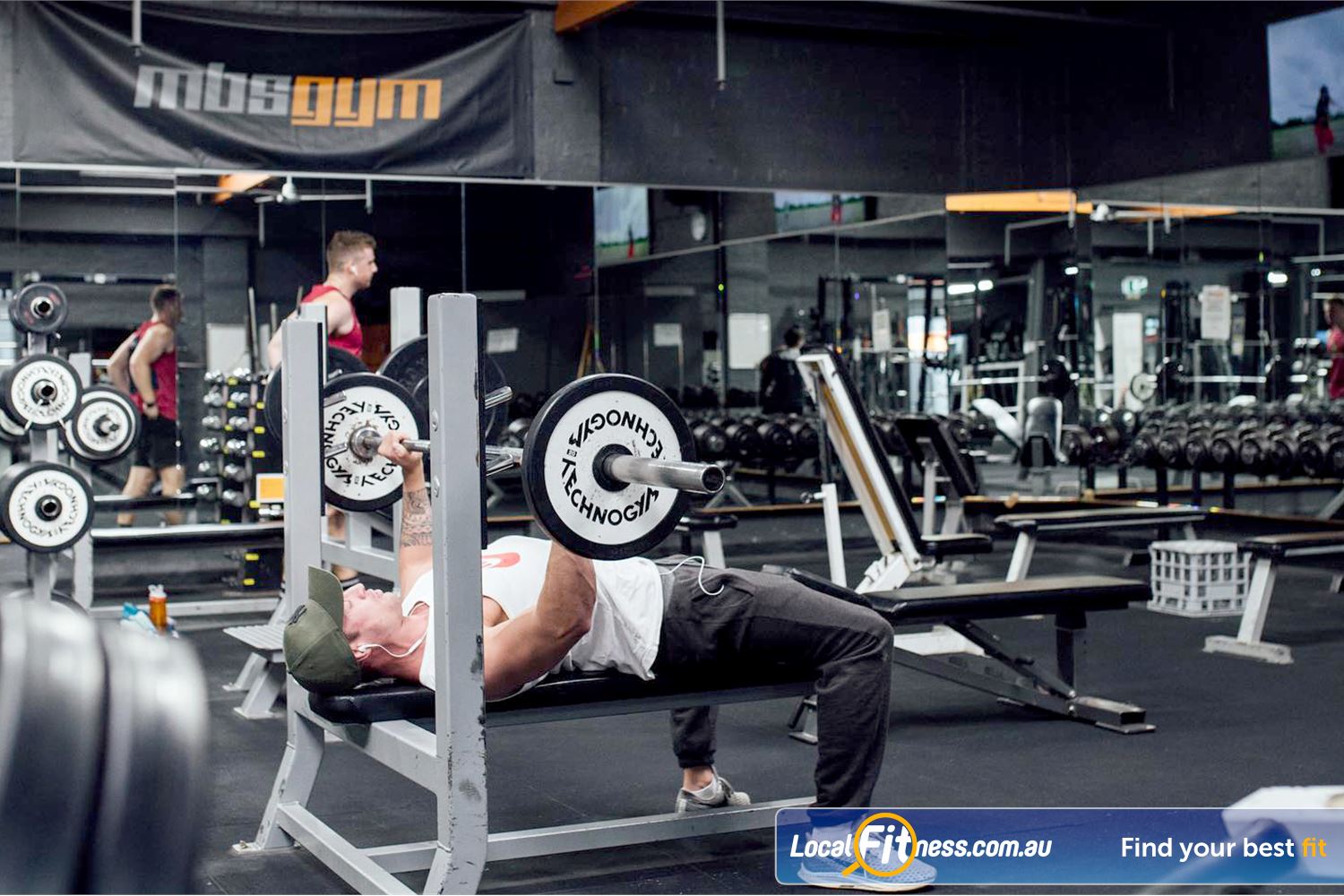 Muscle & Body Shape Gym Near Balaclava MBS Prahran includes a fully equipped free-weights training area.