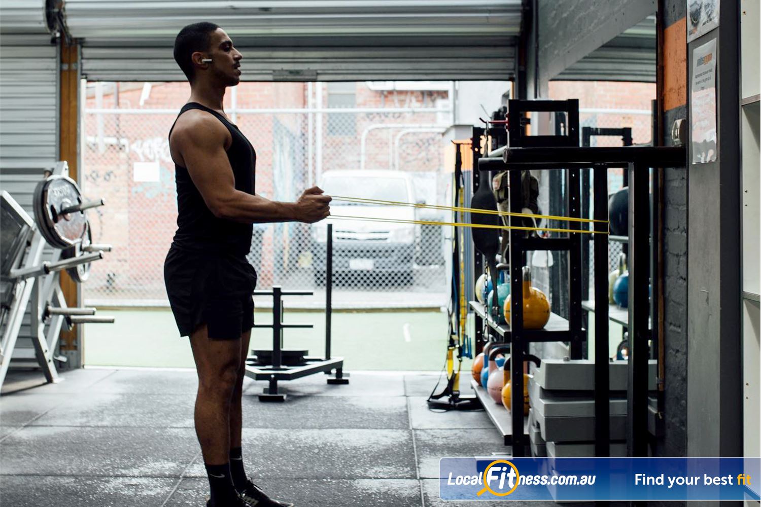 Muscle & Body Shape Gym Prahran Outdoor and indoor training area at MBS Prahran.