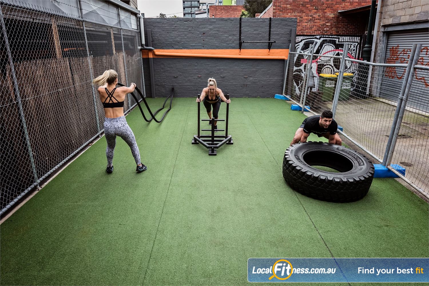 Muscle & Body Shape Gym Prahran The outdoor cardio functional training zone.